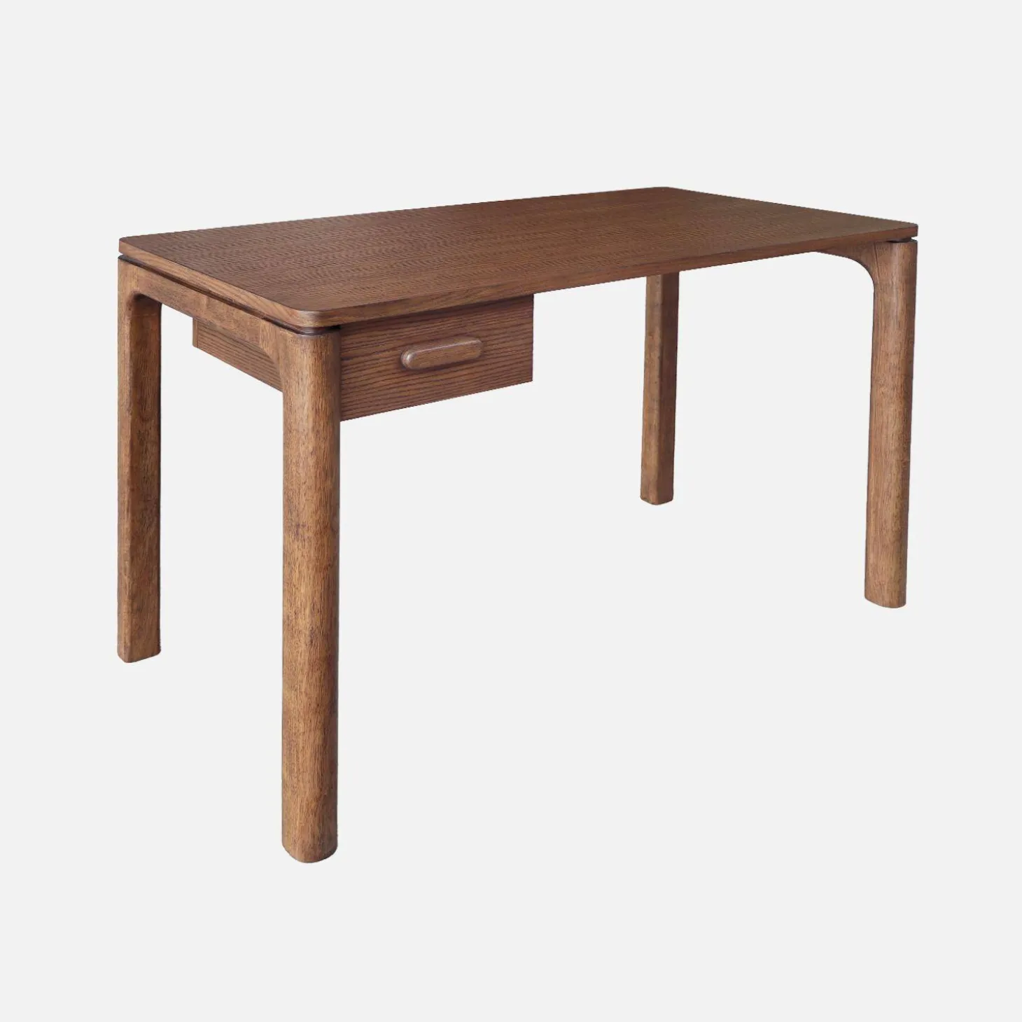 Schreibtisch aus Heveaholz Platte mit Eichenfurnier 1 Schublade