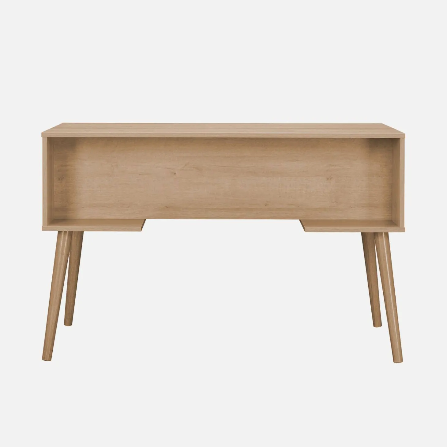 Schreibtisch mit Holzdekor und Rattan-Geflecht, 2 Türen