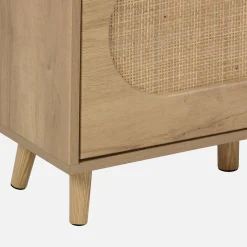 Schuhmöbel mit Holzdekor Rattan-Geflecht und 3 Klappen