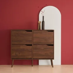 Schuhschrank Holzdekor 4 Klapptüren