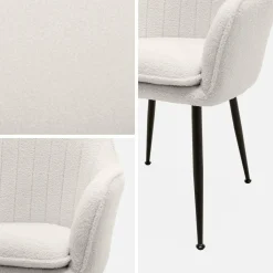 Sessel mit Bouclé Teddystoff und Metallbeinen
