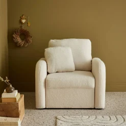 Sessel mit cremefarbenem Teddy Bouclé-Bezug