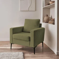 Sessel mit Kord-Bezug und Metallfüßen