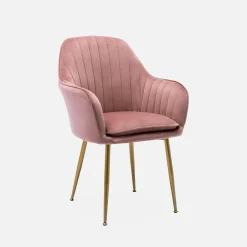Sessel mit Samtbezug und Metallbeinen