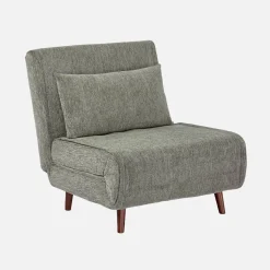 Sessel mit Schlaffunktion, Holzgestell und Chenille-Bezug, 1 Platz