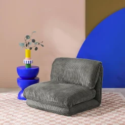 Sessel mit Schlaffunktion und breit geripptem Cordbezug
