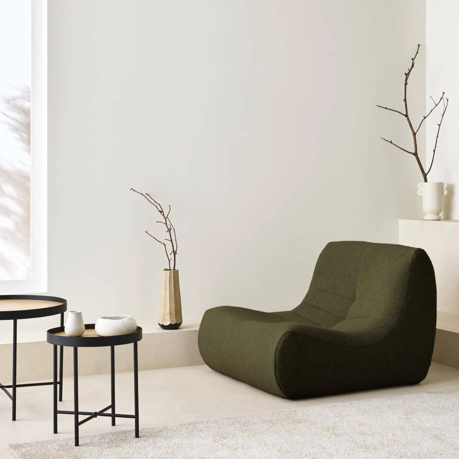 Sessel mit strukturiertem Bouclé-Bezug, 1 Sitzer