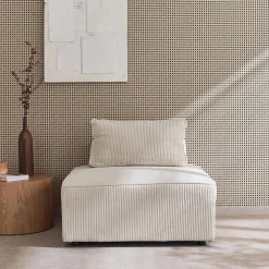 Sessel ohne Armlehne mit Cordbezug für ein modulares Sofa