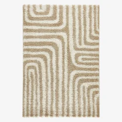Shaggy-Teppich mit geometrischen Mustern beige