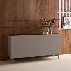 Sideboard aus Metall und Holzdekor, 3 Türen, B 150 cm