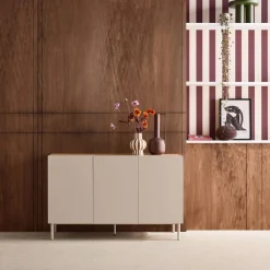 Sideboard aus Metall und Holzdekor, 3 Türen, B 120 cm