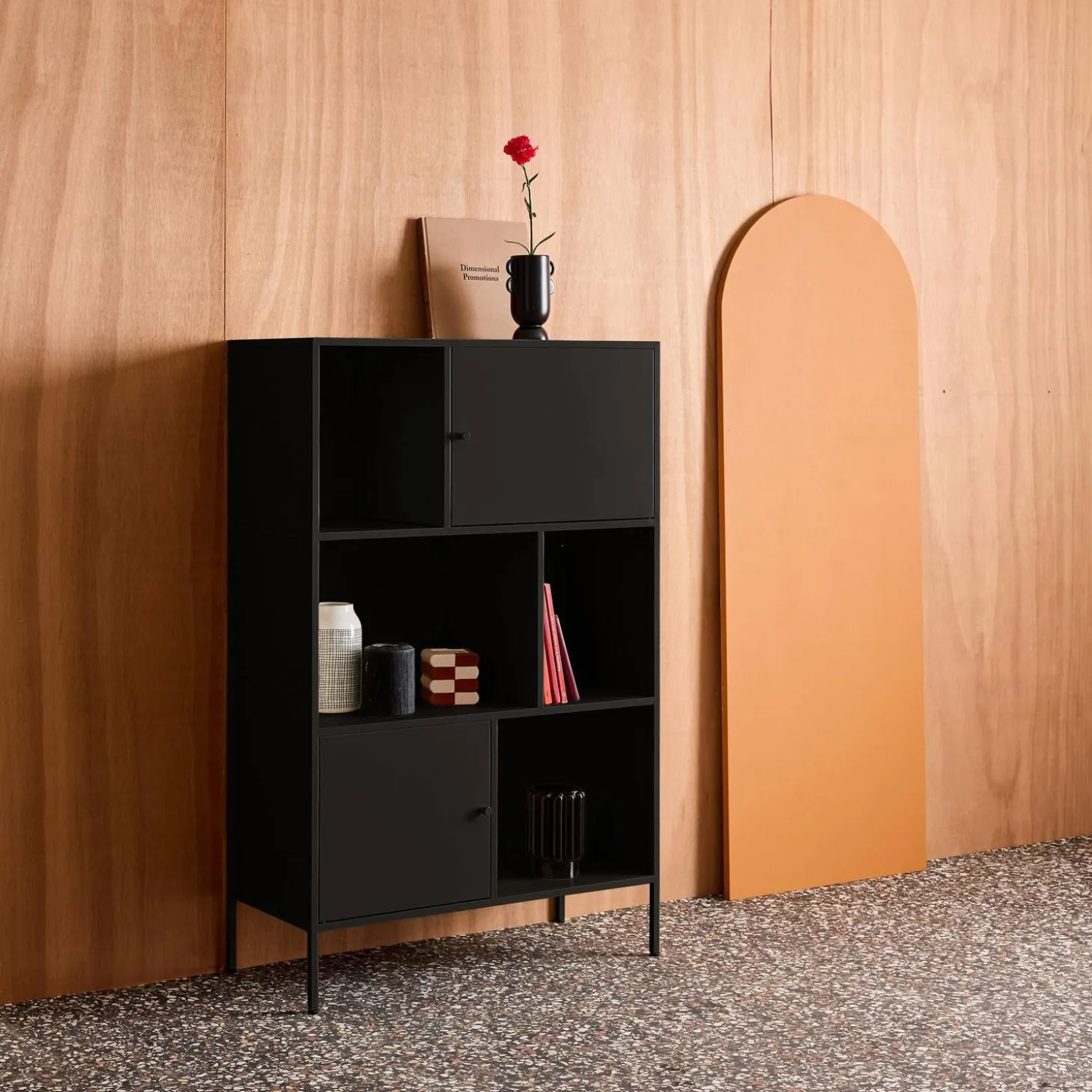 Sideboard, industrielles Aufbewahrungsmöbel aus Stahl mit 6 Stauräumen