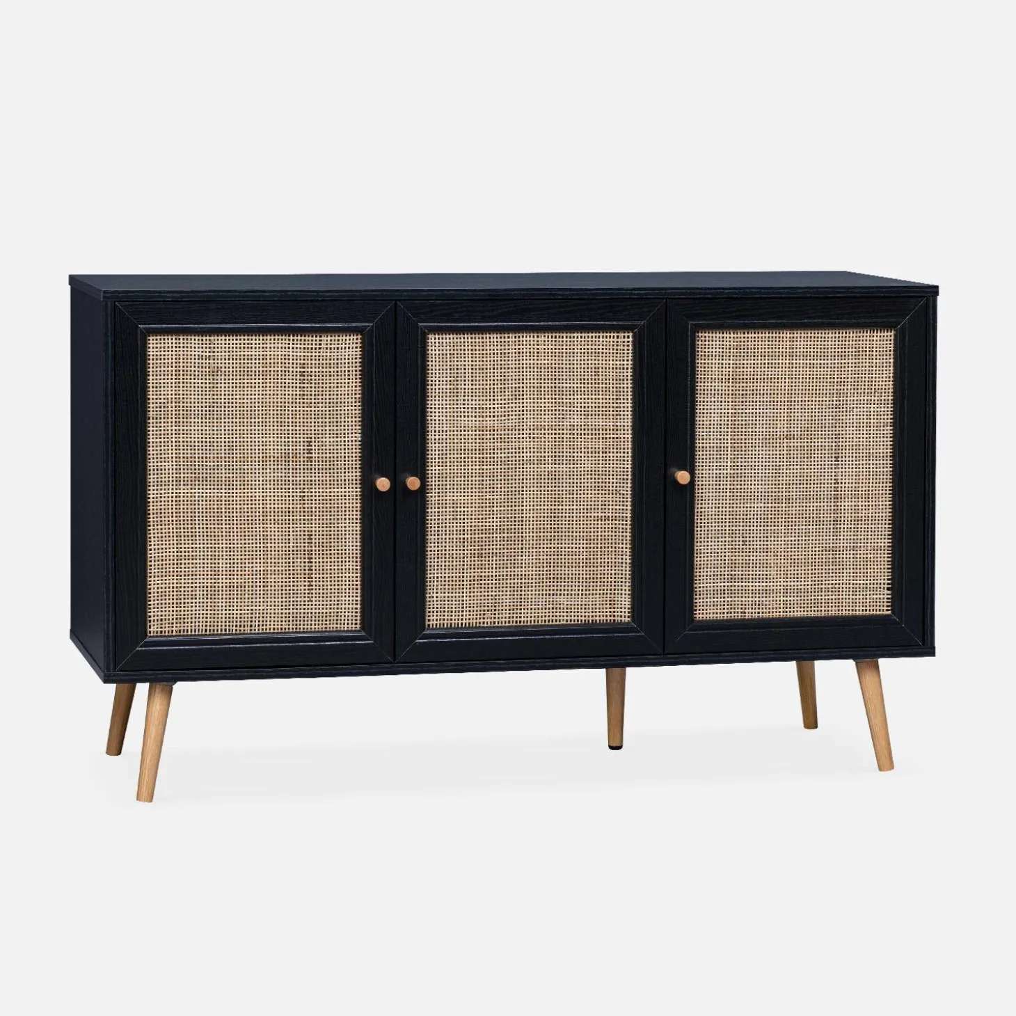 Sideboard mit Holzoptik und Rattan-Geflecht B 120 cm