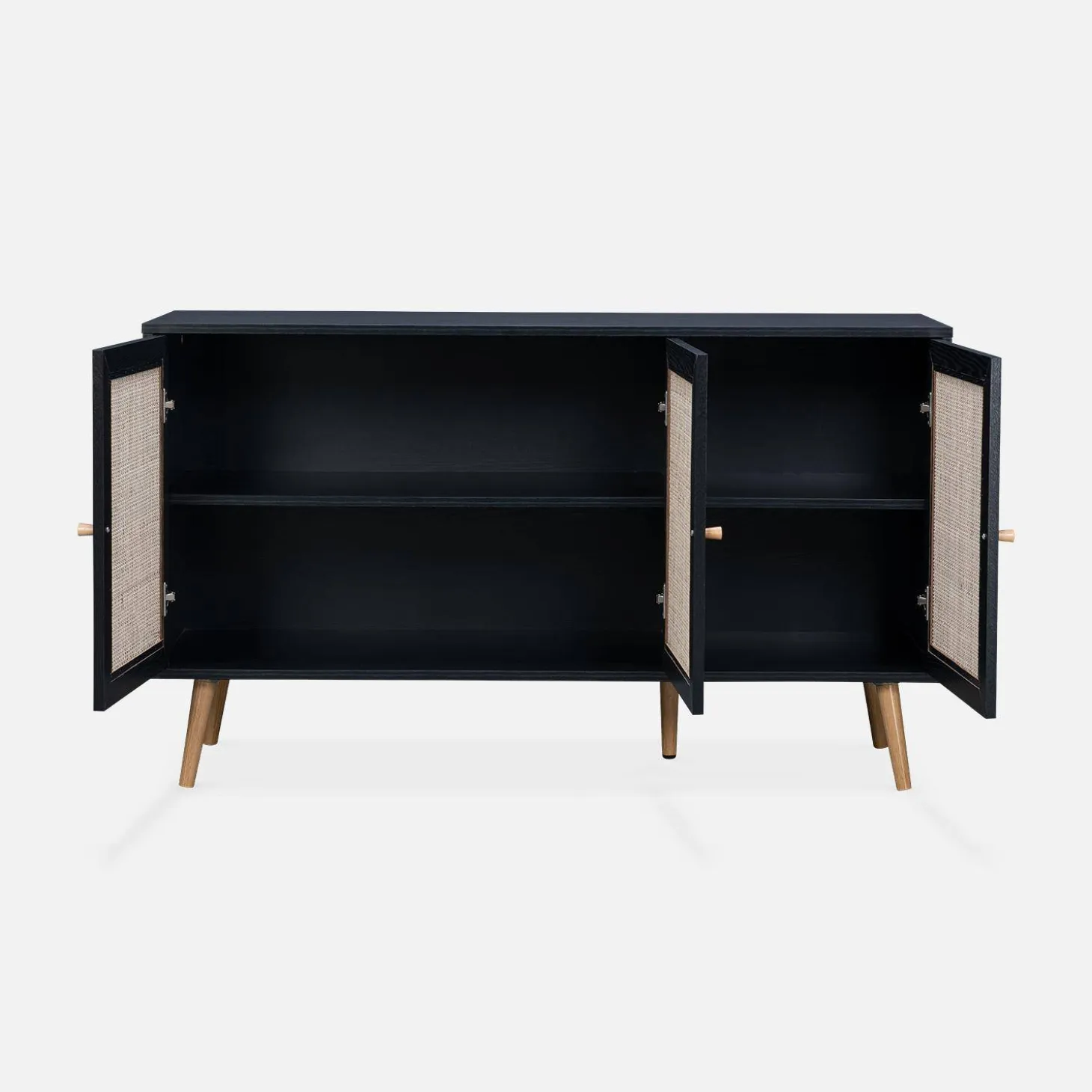 Sideboard mit Holzoptik und Rattan-Geflecht B 120 cm