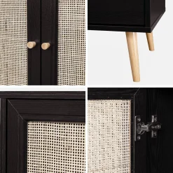Sideboard mit Holzoptik und Rattan-Geflecht B 120 cm