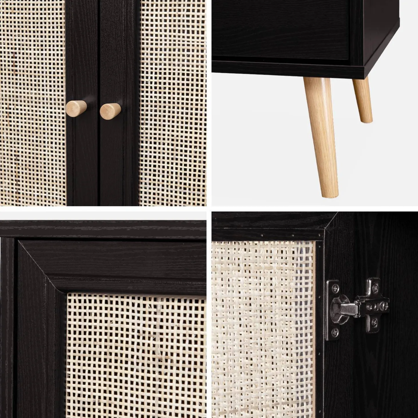 Sideboard mit Holzoptik und Rattan-Geflecht B 120 cm