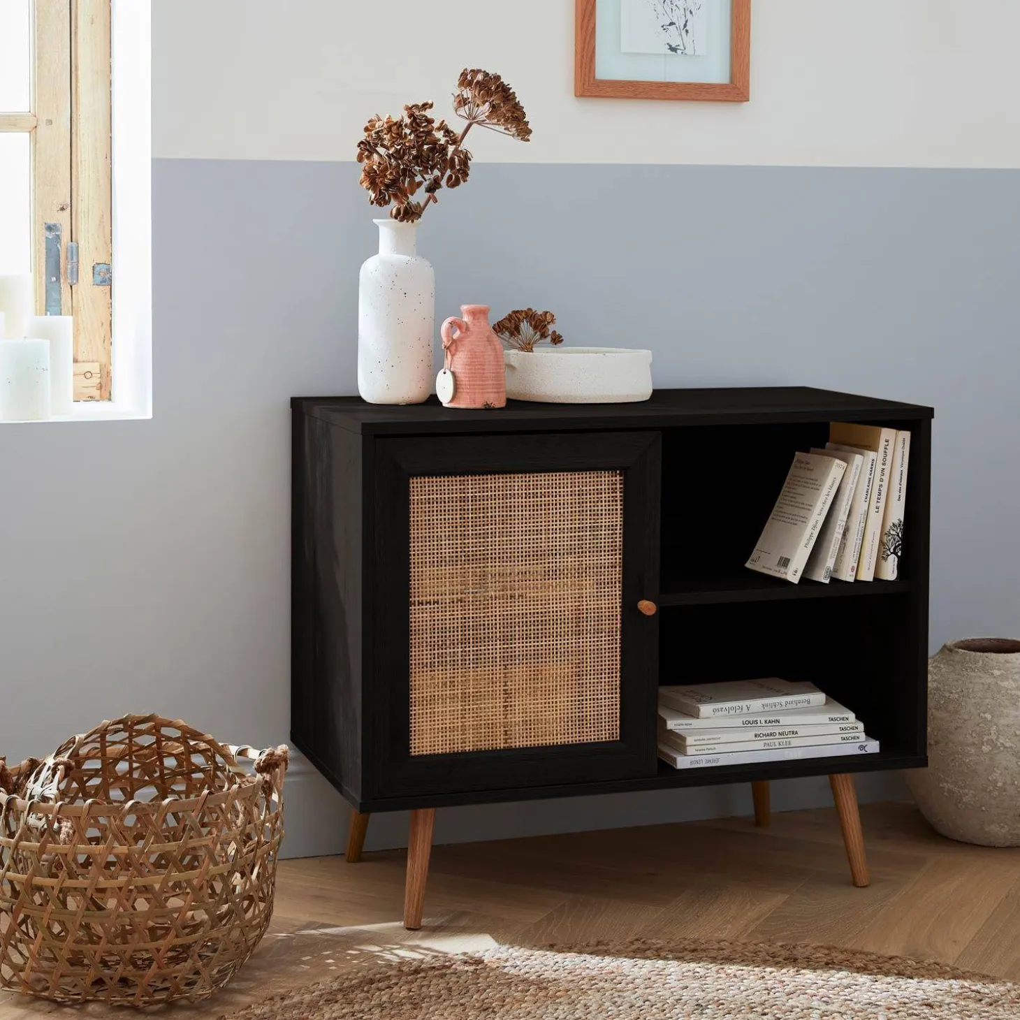 Sideboard mit Rattangeflecht 80 x 39 x 65,8 cm
