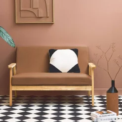 2-Sitzer-Banksofa mit Cord-Bezug, Holzfüße