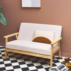 2-Sitzer-Banksofa mit Cord-Bezug, Holzfüße