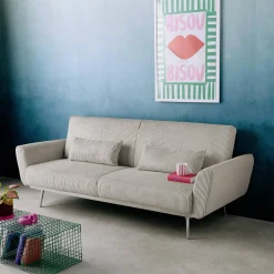 2-3-Sitzer Design-Schlafsofa mit Cordbezug und verchromten Metallfüßen