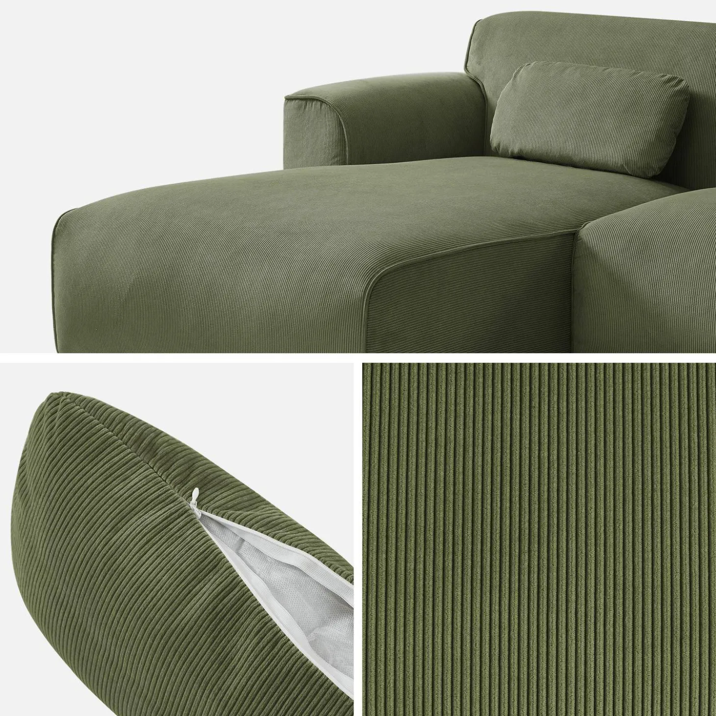 2-3-Sitzer Ecksofa mit Cordbezug, Recamiere links