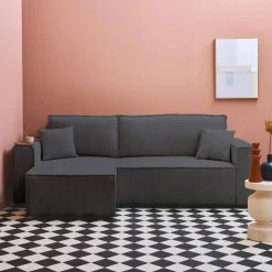 3-Sitzer-Ecksofa mit Cordbezug und beidseitig montierbarer Recamiere