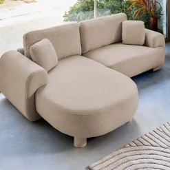 3-Sitzer Ecksofa mit Stoffbezug und runden Füßen, Recamiere links