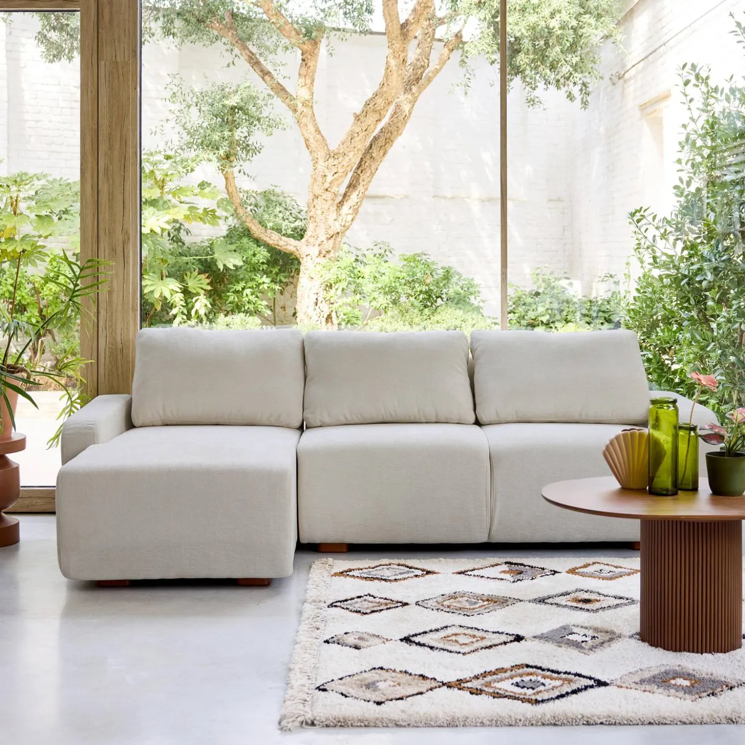 3-Sitzer Ecksofa Recamiere links mit Stoffbezug