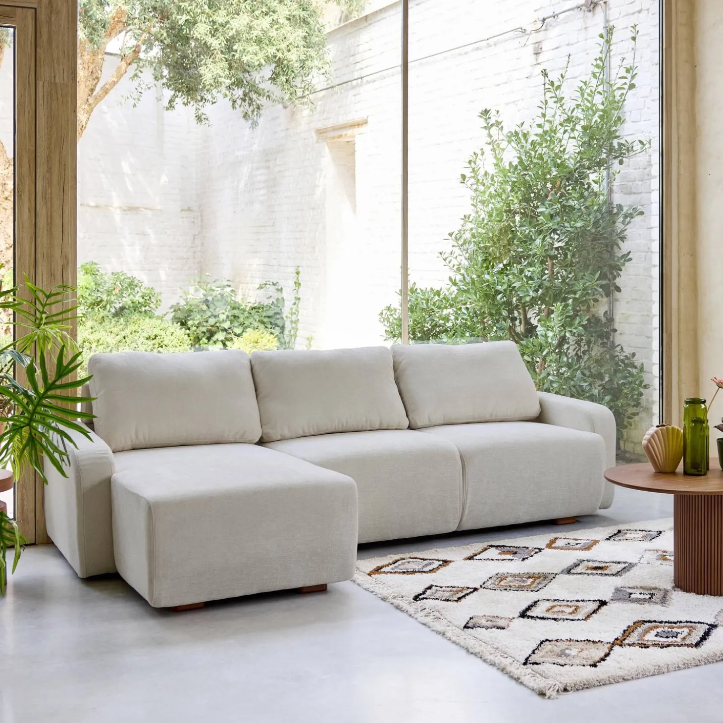 3-Sitzer Ecksofa Recamiere links mit Stoffbezug