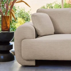 3-Sitzer Ecksofa Recamiere rechts mit Stoffbezug, runde Füße