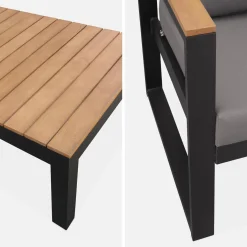 5-Sitzer Gartengarnitur aus Aluminium und Eukalyptus