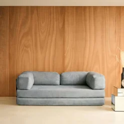 3-Sitzer-Schlafsofa im Vintage-Stil mit Cordbezug und verchromtem Außengestell