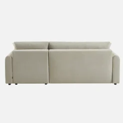 3-Sitzer Schlafsofa mit beidseitig montierbarer Recamiere, Stoffbezug und Stauraum