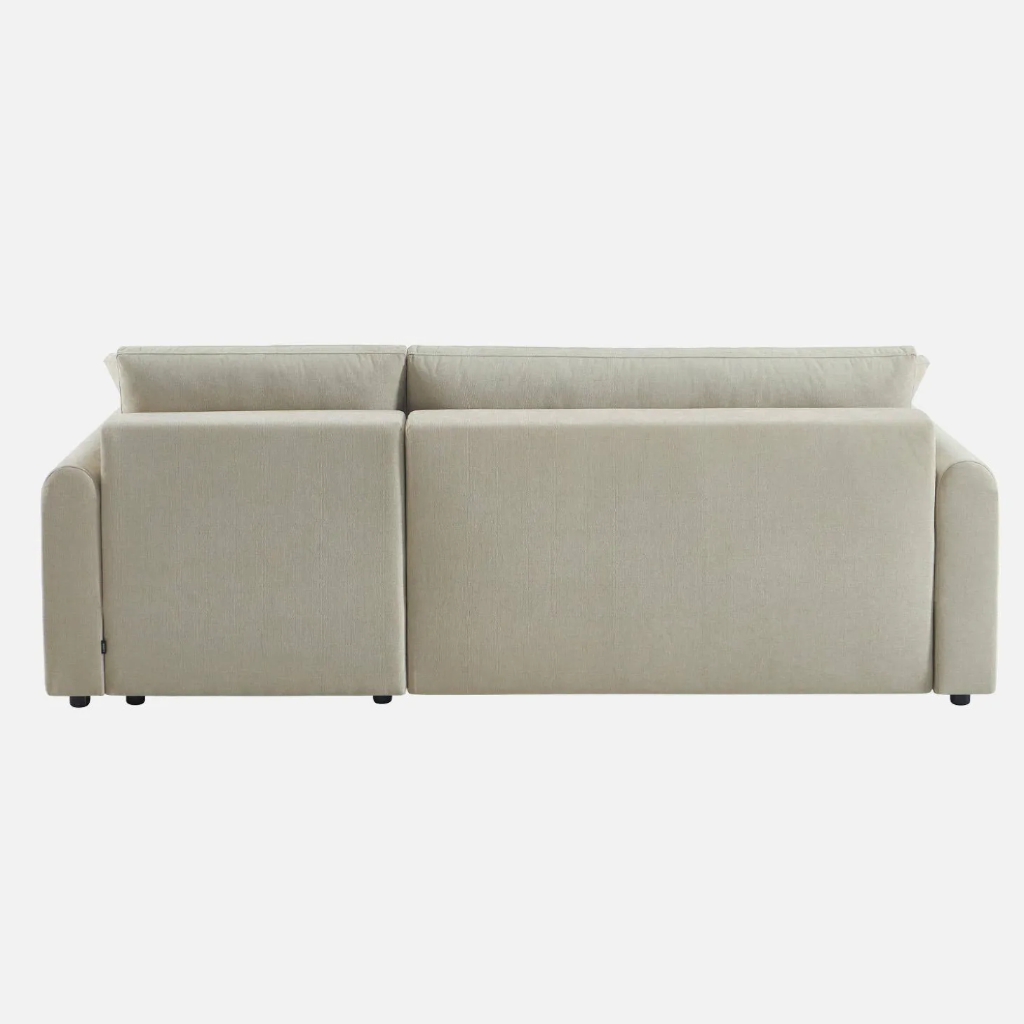 3-Sitzer Schlafsofa mit beidseitig montierbarer Recamiere, Stoffbezug und Stauraum