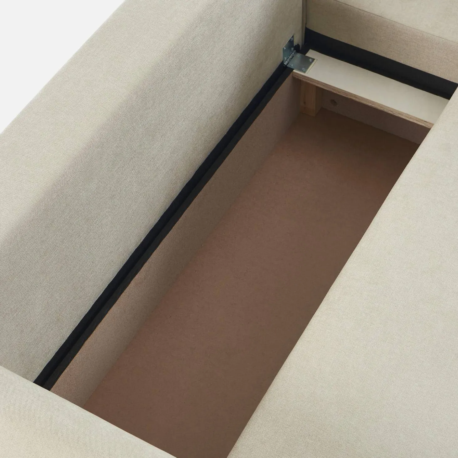 3-Sitzer Schlafsofa mit beidseitig montierbarer Recamiere, Stoffbezug und Stauraum