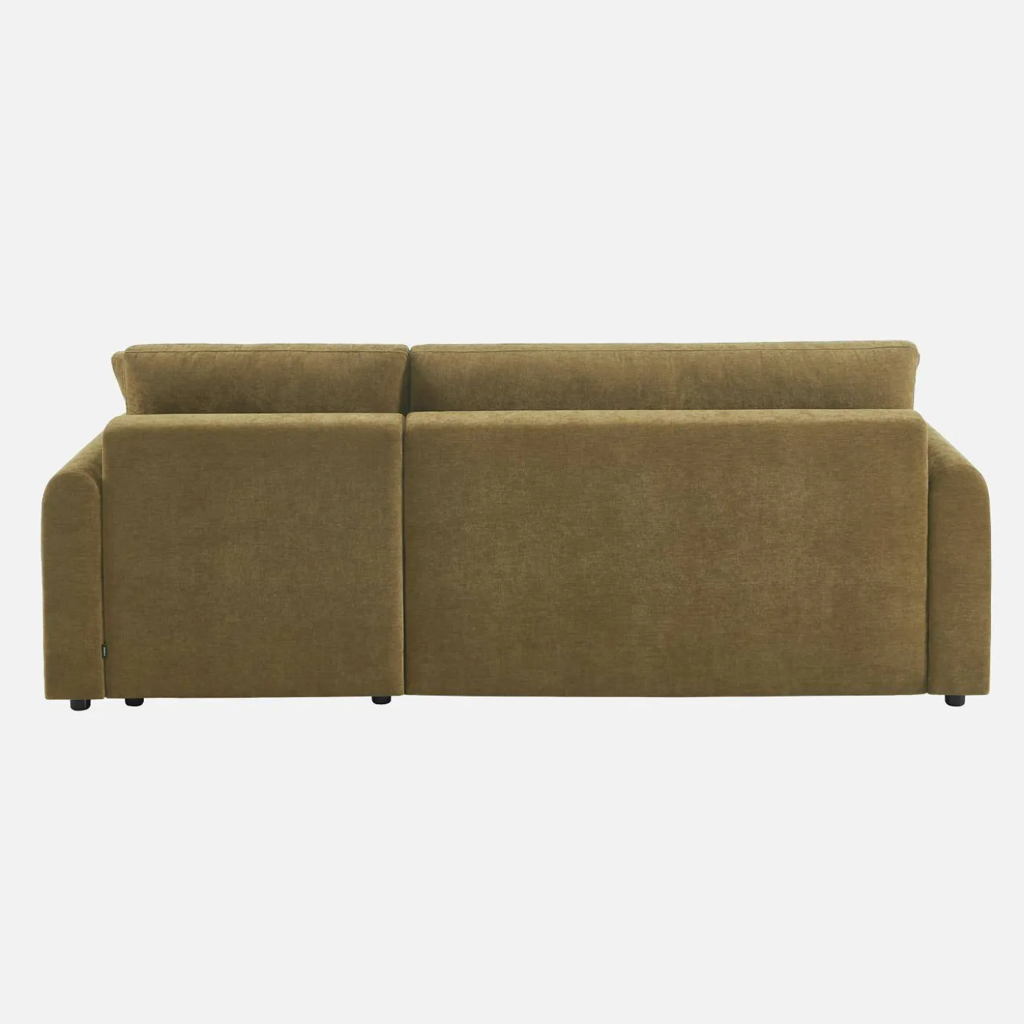 3-Sitzer Schlafsofa mit beidseitig montierbarer Recamiere, Stoffbezug und Stauraum