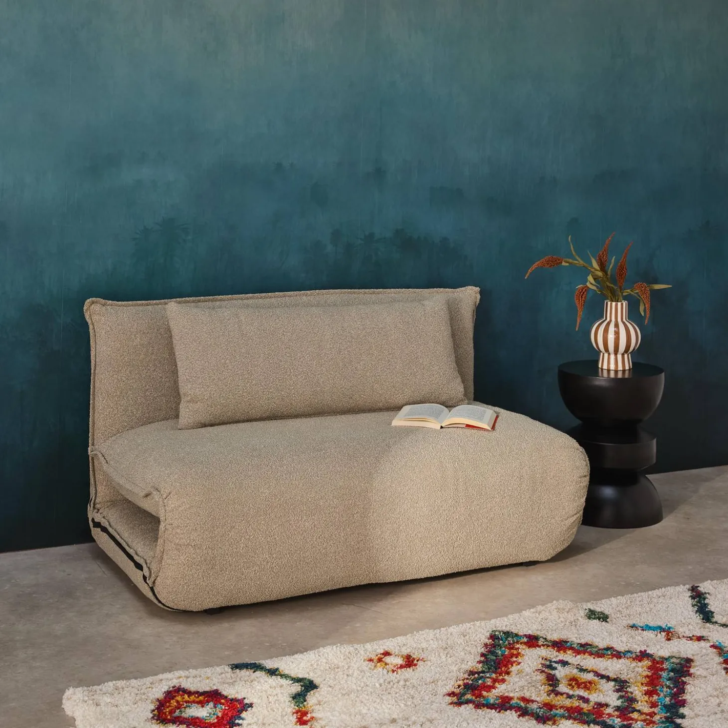 2-Sitzer Schlafsofa mit Bezug aus strukturiertem Bouclé