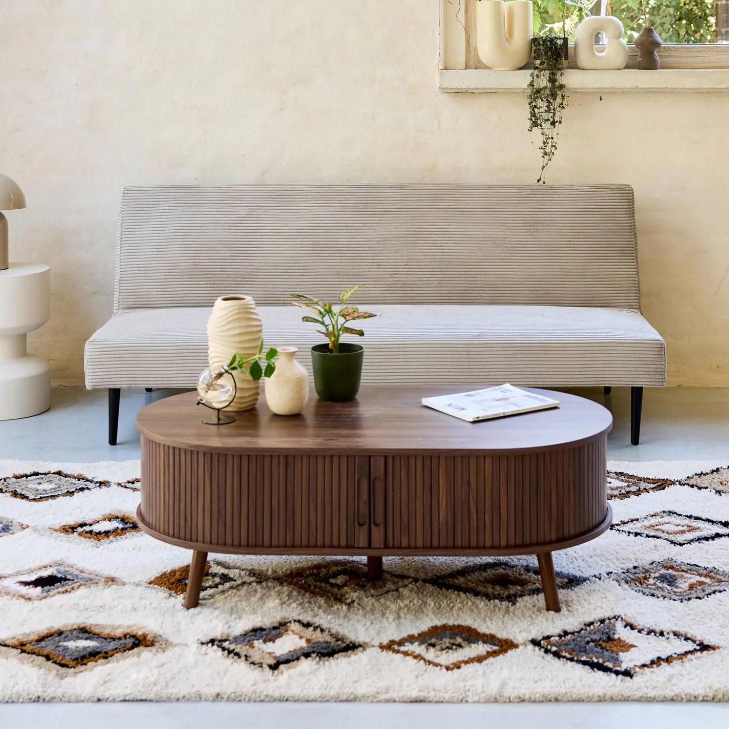 3-Sitzer Schlafsofa mit Cordbezug und Metallbeinen