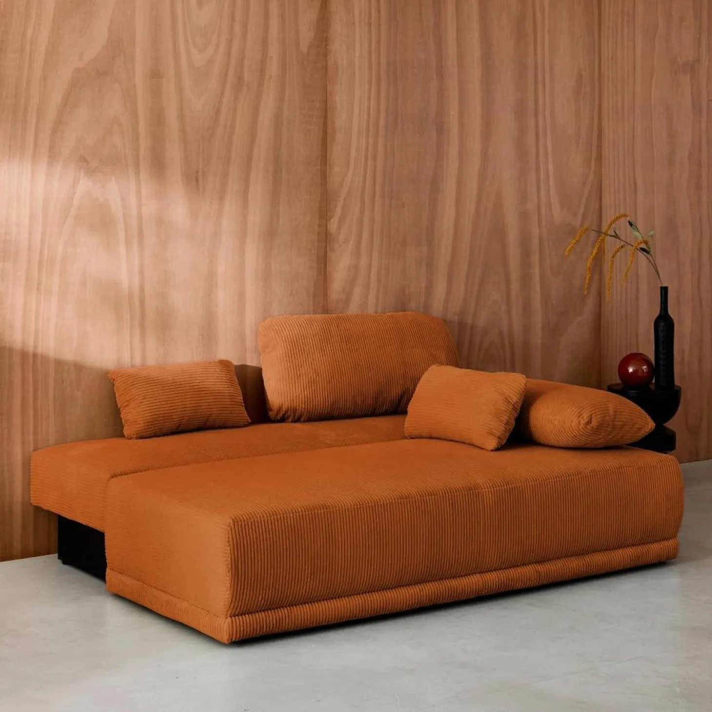 3-Sitzer Schlafsofa mit Cordbezug und Stauraum