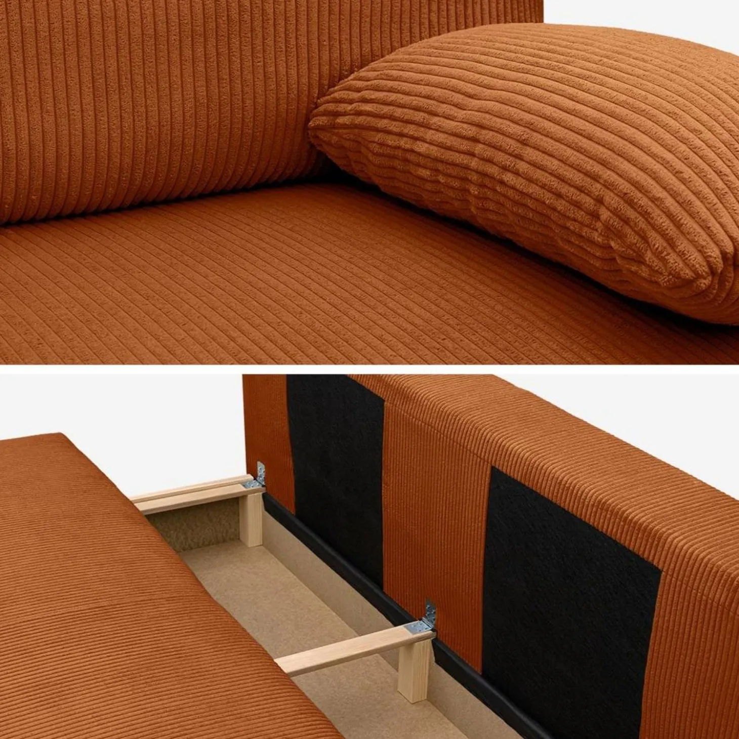 3-Sitzer Schlafsofa mit Cordbezug und Stauraum
