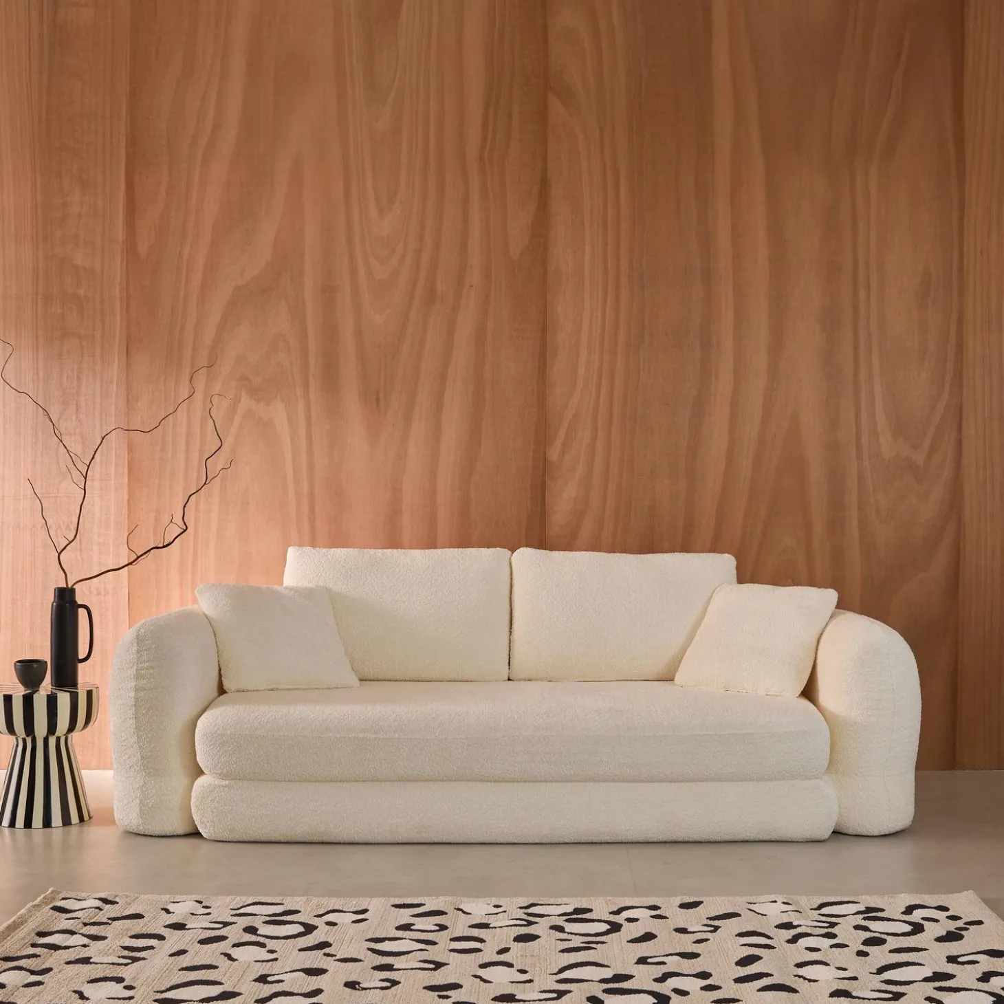 3-Sitzer-Schlafsofa mit strukturiertem Bouclé-Bezug