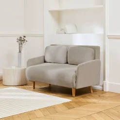 2-Sitzer-Sofa mit Cordbezug und Holzfüßen