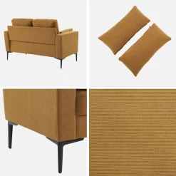 2-Sitzer-Sofa, mit Cordbezug und Metallfüßen
