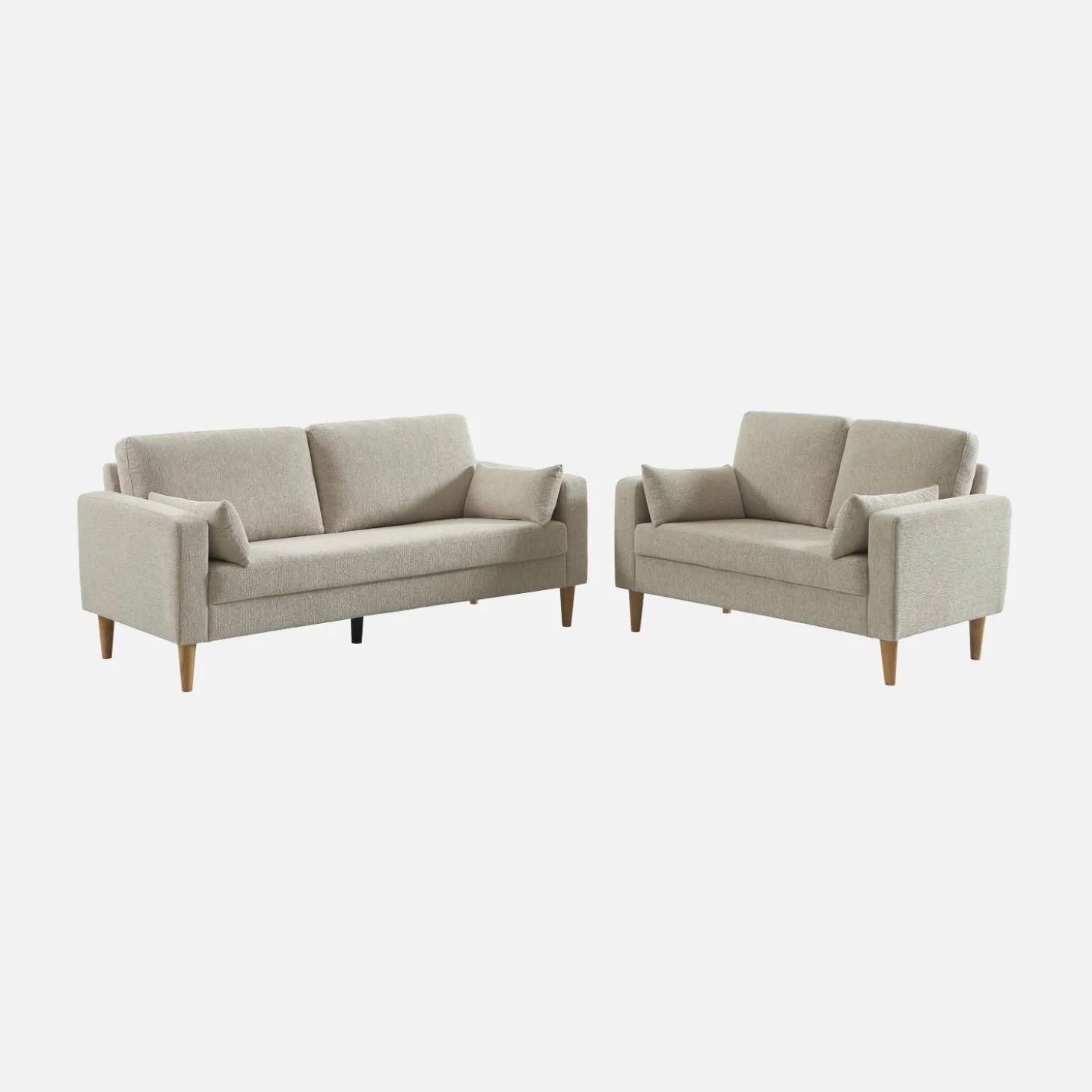 2-Sitzer Sofa mit Heveaholz und Chenille-Bezug