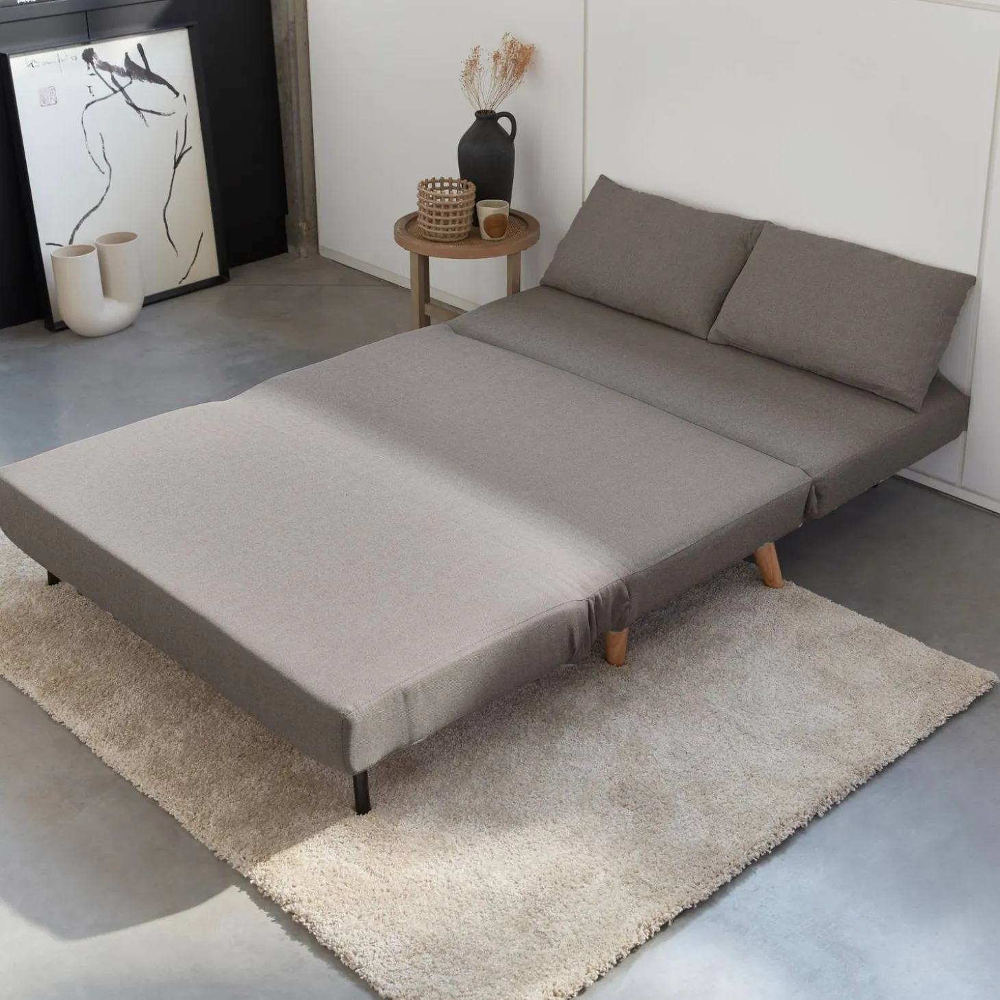 2-Sitzer-Sofa mit Stoffbezug, Holzfüße