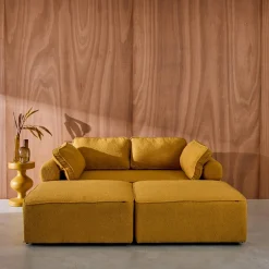 2-Sitzer Sofa und 2 Sessel mit Bouclé-Bezug für ein modulares Sofa