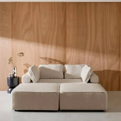 2-Sitzer Sofa und 2 Sessel mit Bouclé-Bezug für ein modulares Sofa