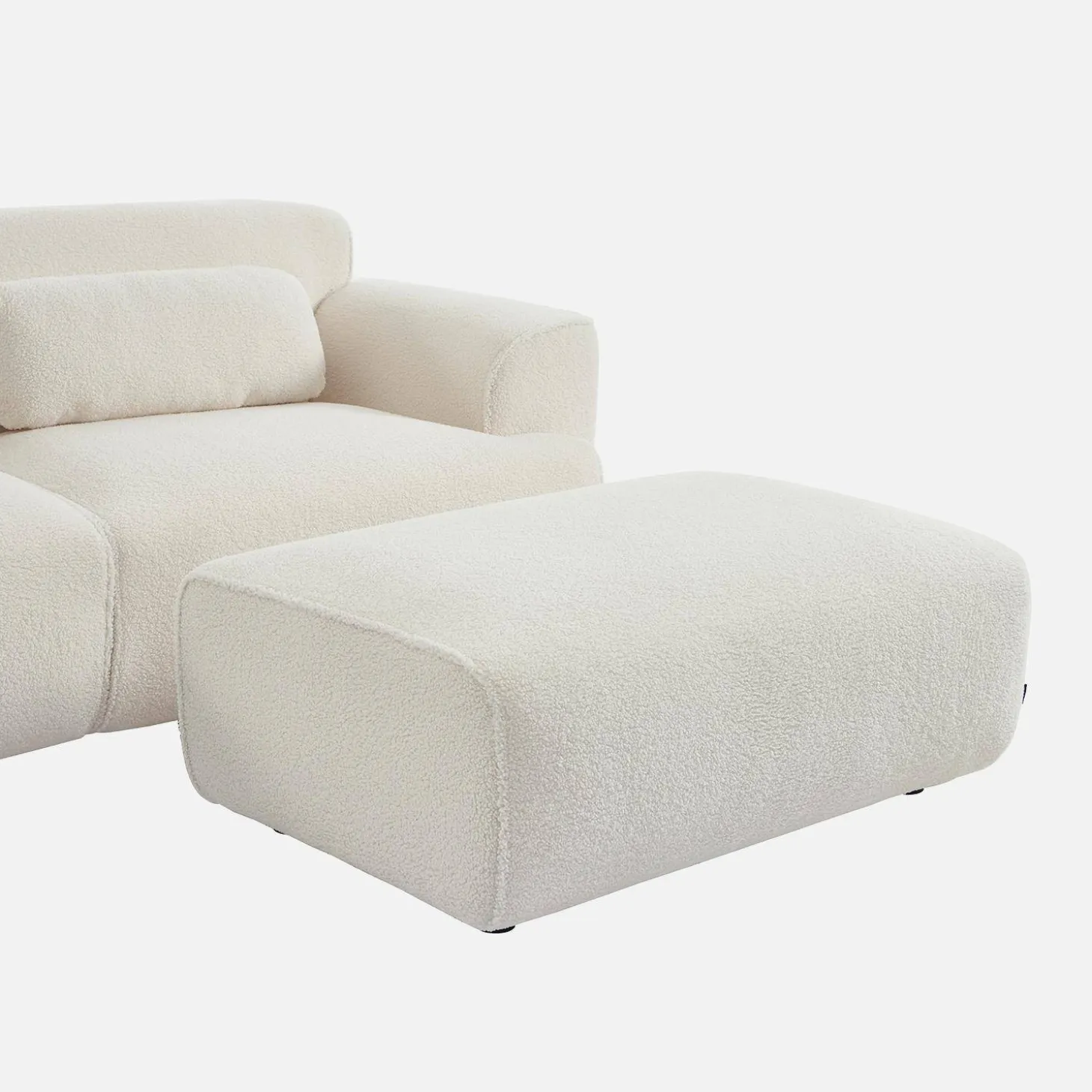 Sitzhocker, Fußhocker mit Bouclébezug für 3-Sitzer-Sofa Wallas