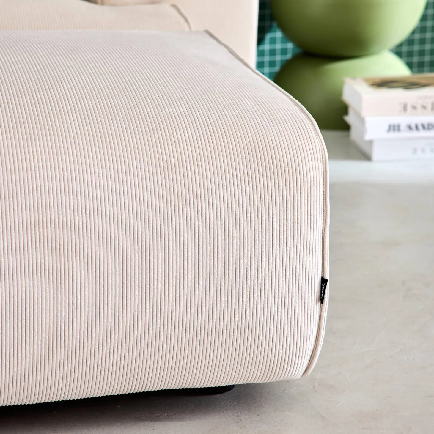 Sitzhocker, Fußhocker mit Cordbezug für 3-Sitzer-Sofa Wallas