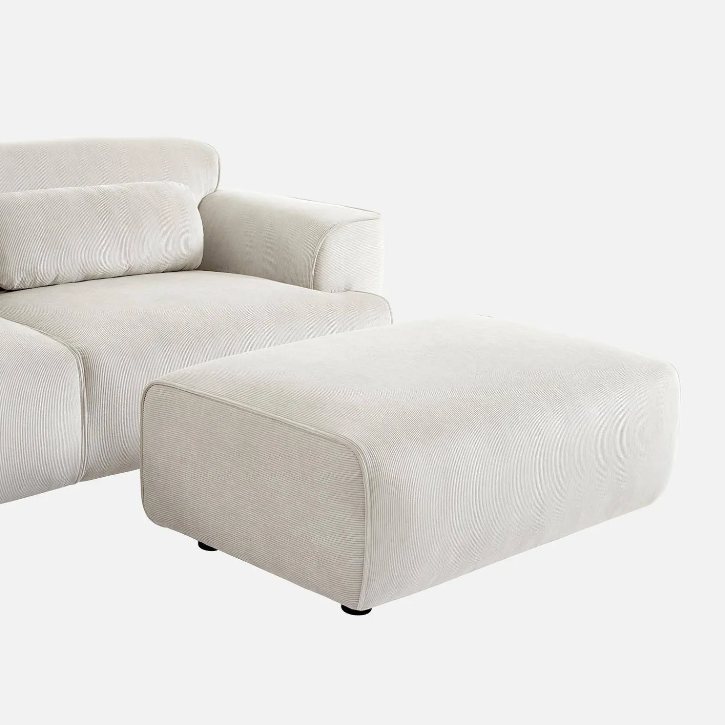 Sitzhocker, Fußhocker mit Cordbezug für 3-Sitzer-Sofa Wallas